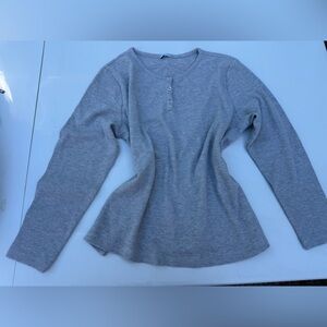 Studio Light Gray Waffle Knit Top